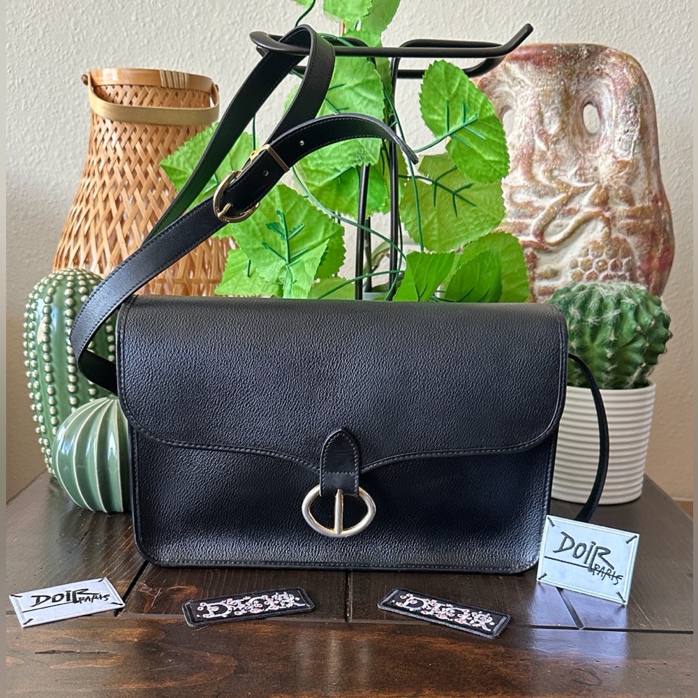 Dior Black Leather Crossbody Bag with Gold Accent